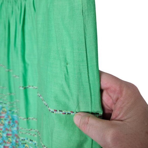 Harolds Green Floral Embroidered Cotton Skirt With Side Zipper Womens Size 4‎ - Picture 6 of 10